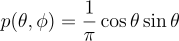 CosineWeightedHemisphereSphericalCoordinatesPdf